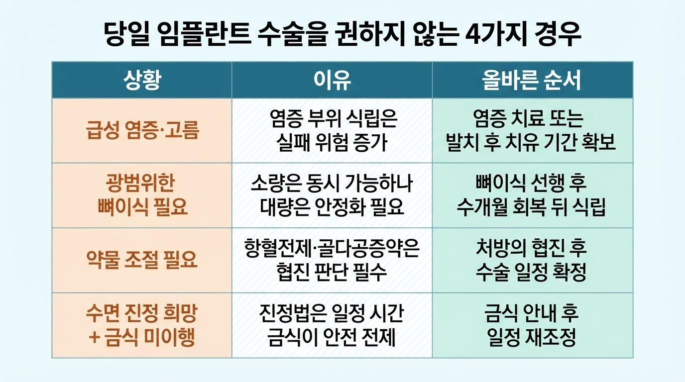 당일 임플란트가 어려운 경우