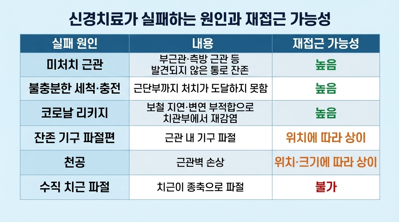 신경치료 실패의 원인과 해결 가능성