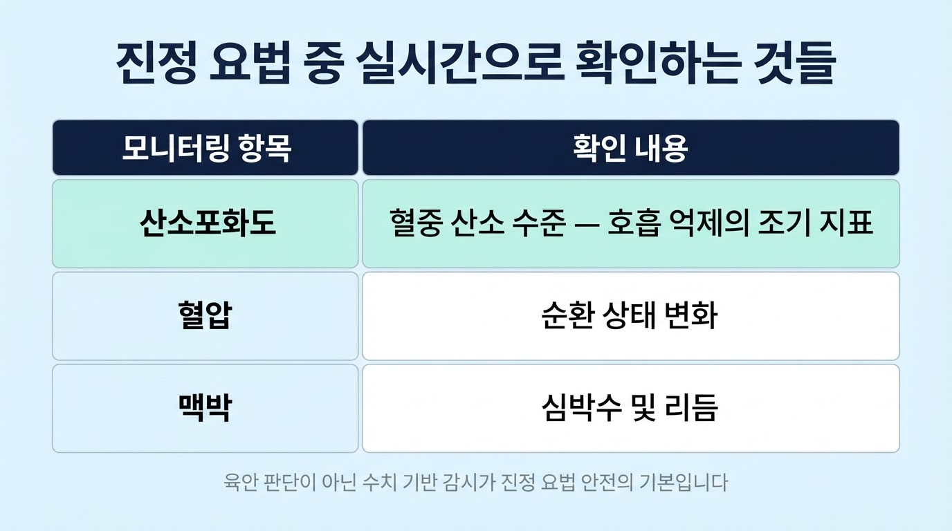 진정 요법 중 모니터링 항목
