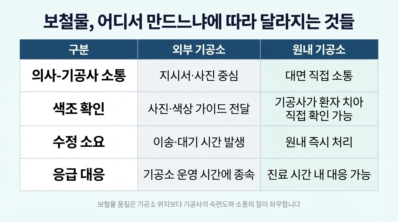 자체기공소가 있는 치과의 장점