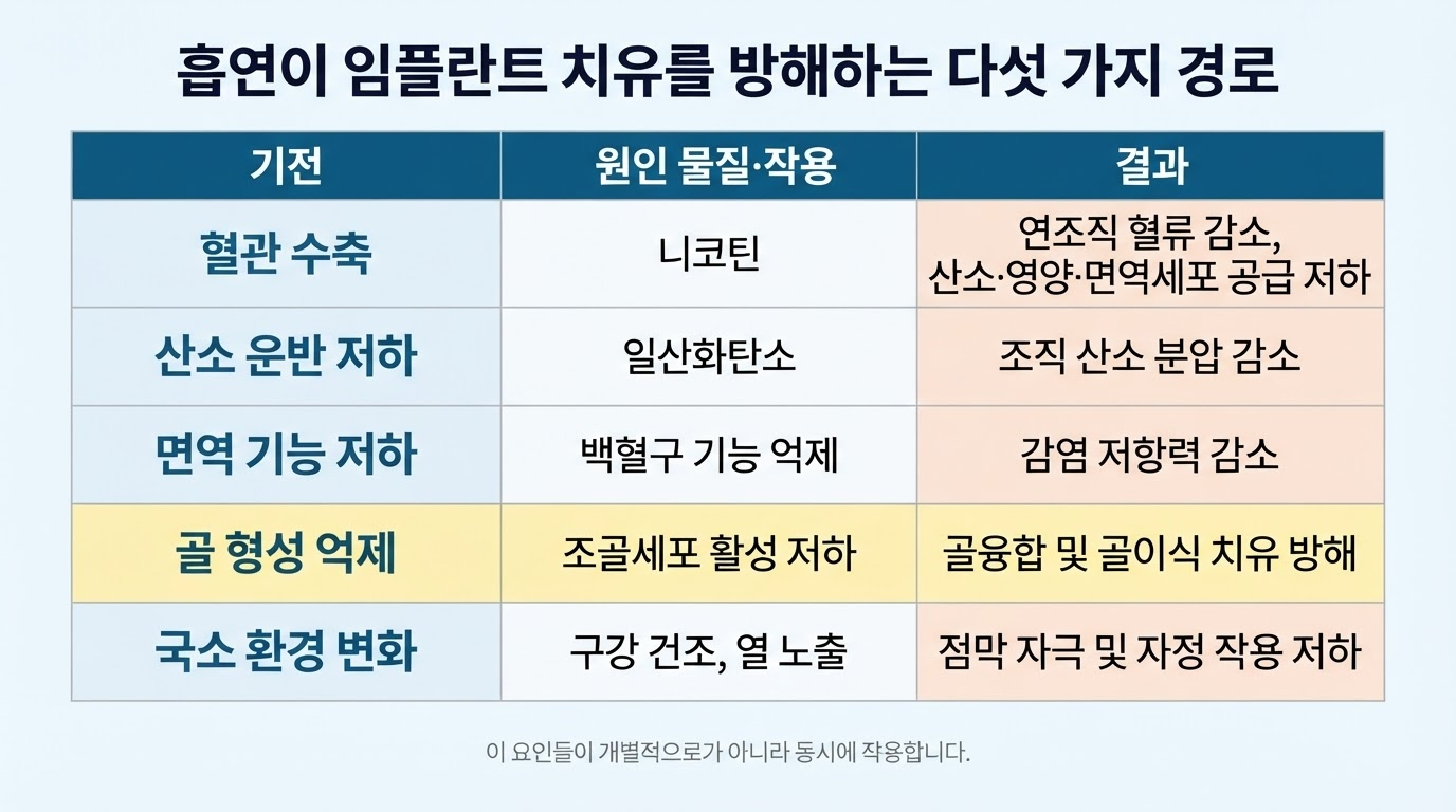 흡연이 임플란트의 실패율을 올리는 이유들