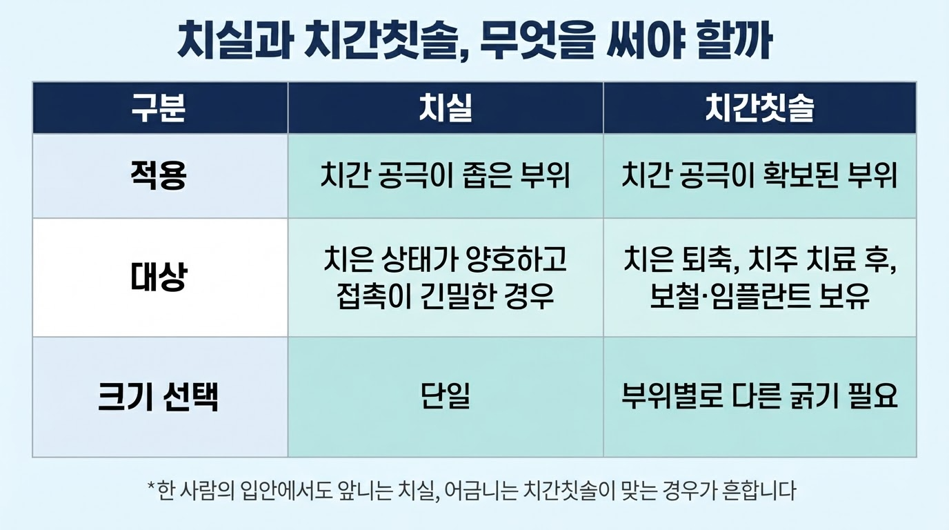 올바른 칫솔질과 보조 도구 — 방법·순서 총정리