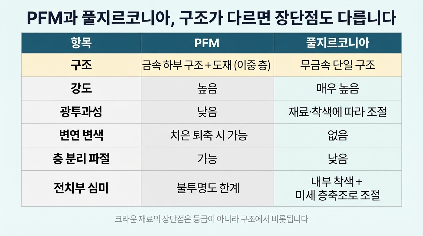 PFM과 지르코니아의 차이점