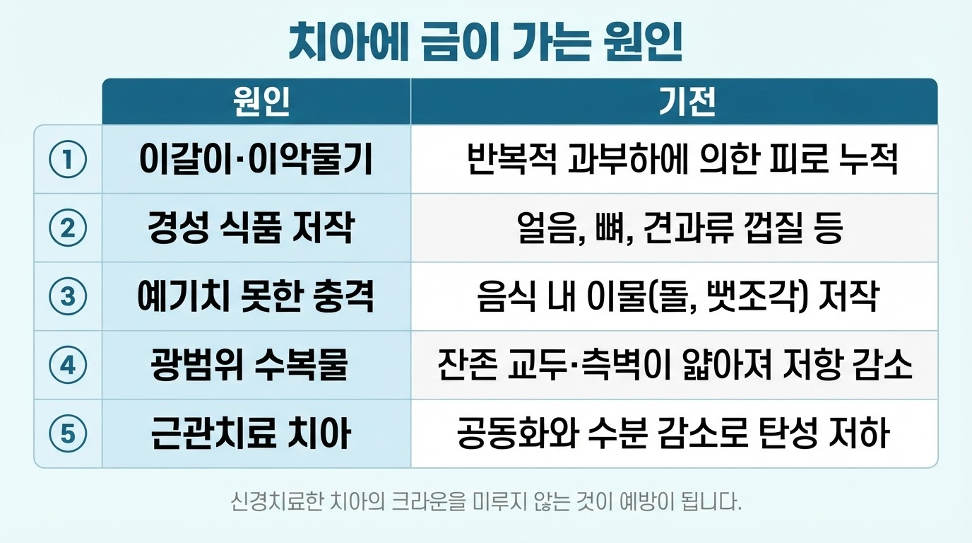 치아에 금이 가는 원인