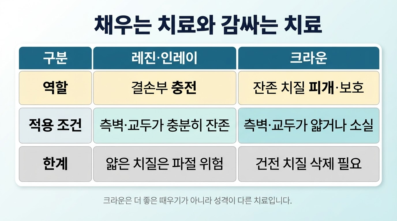 크라운이 필요한 경우와 수명을 결정하는 요인